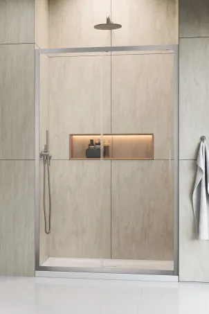 Alienta Brushed Nickel DWJ szálcsiszolt króm zuhanyajtó 110 átlátszó