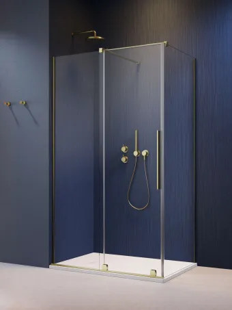 Furo Brushed Gold KDJ szögletes szálcsiszolt arany zuhanykabin 150x100 balos átlátszó