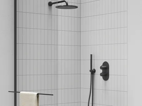 Fali kiállás integrált zuhanyrózsa tartóval 706.21BLM, Black Matt