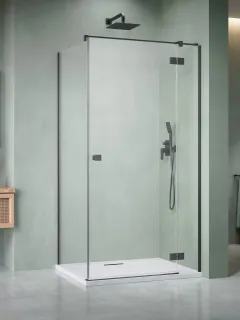 Essenza Brushed GunMetal ﻿KDJ szögletes ﻿szálcsiszolt fegyvermetál zuhanykabin 100x90 átlátszó jobbos