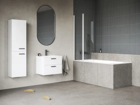 CVS2-100 bal kádparaván matt fehér+transparent