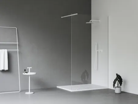 Walk-In Wall Szett 100, zuhanykabin matt fehér+transparent