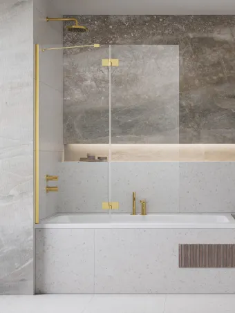 Essenza Gold ﻿PND II ﻿arany kádparaván 120 átlátszó balos