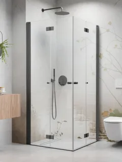 Nes Brushed GunMetal KDD-B szögletes szálcsiszolt fegyvermetál zuhanykabin 100x90 átlátszó