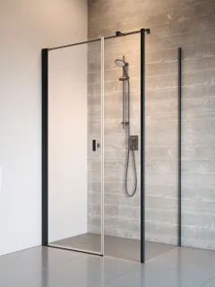 Nes 8 Black KDS I szögletes fekete zuhanykabin 100x80 átlátszó balos