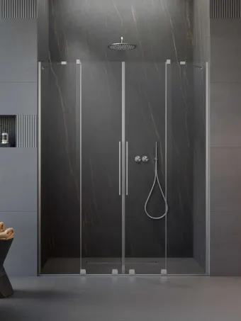 Furo Brushed Nickel DWD szálcsiszolt króm zuhanyajtó 200 átlátszó