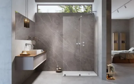 Furo Brushed Nickel Walk-in szálcsiszolt króm zuhanyfal 160 jobbos átlátszó