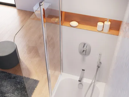 CVS2-100 bal kádparaván krómhatású+transparent