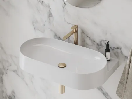 Eleganta álló mosdócsaptelep BeCool 220 mm leeresztő nélkül EL 014.61RGB, Rose Gold Brushed