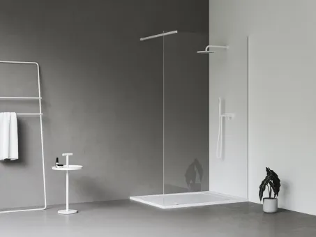 Walk-In Wall Szett 120, zuhanykabin matt fehér+transparent