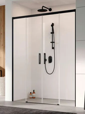 Idea 8 Black DWD fekete zuhanyajtó 200 átlátszó