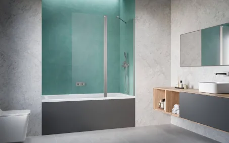 Nes Brushed Nickel PND II szálcsiszolt króm kádparaván 110 átlátszó balos