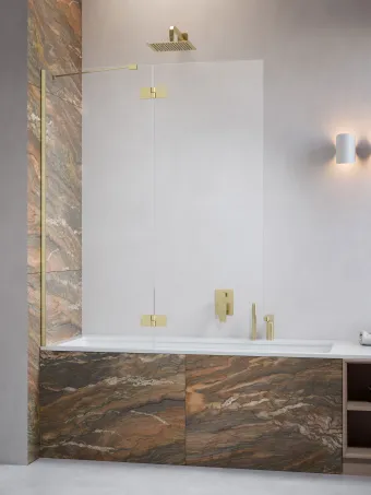 Essenza Brushed Gold ﻿PND II ﻿szálcsiszolt arany kádparaván 110 átlátszó balos