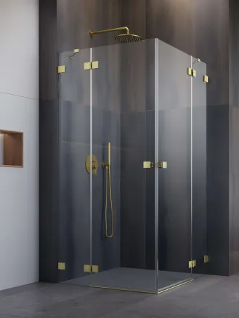 Essenza Pro Brushed Gold KDD szögletes szálcsiszolt arany zuhanykabin 80x100 átlátszó