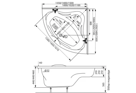 Rita akril sarokkád 140x140