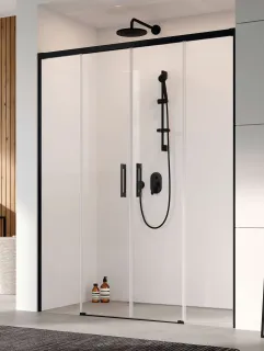 Idea Black DWD fekete zuhanyajtó 150 átlátszó