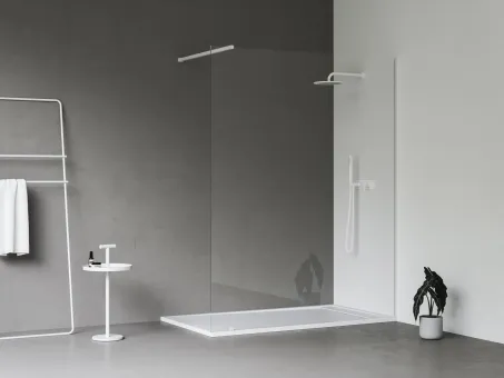 Walk-In Wall Szett 140, zuhanykabin matt fehér+transparent