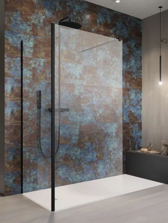 Modo New Black IV Walk-in fekete zuhanyfal 110x80 átlátszó
