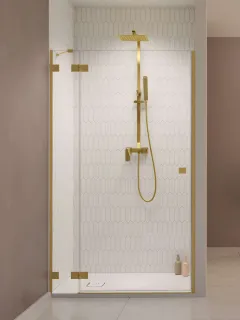 Essenza Pro Brushed Gold DWJ szálcsiszolt arany zuhanyajtó 80 átlátszó balos