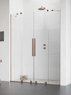 Furo Brushed Copper DWD szálcsiszolt réz zuhanyajtó 150 átlátszó