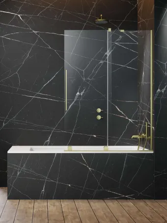 Furo Brushed Gold PND II szálcsiszolt arany kádparaván 110 átlátszó balos