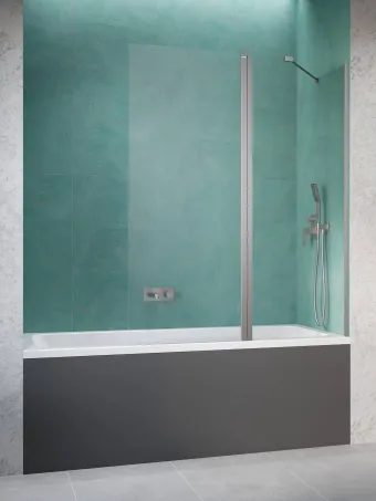 Nes Brushed Nickel PND II szálcsiszolt króm kádparaván 120 átlátszó jobbos