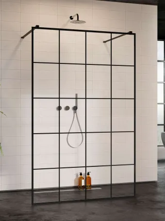 Modo New Black I Factory Walk-in fekete zuhanyfal 130 átlátszó