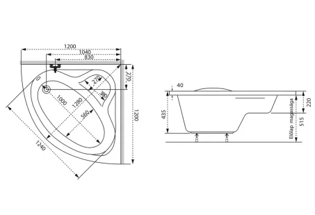 Ida akril sarokkád 120x120