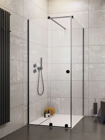 Furo Black KDJ RH szögletes fekete zuhanykabin 100x90 átlátszó balos