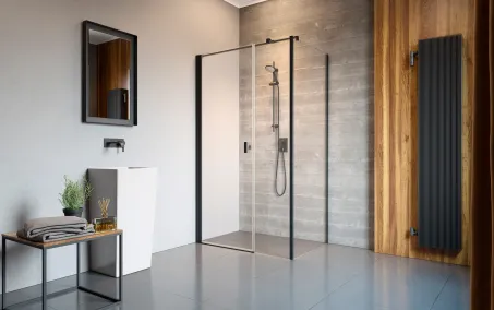 Nes 8 Black KDS I szögletes fekete zuhanykabin 100x100 átlátszó balos