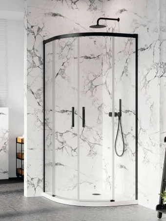 Idea Black PDD íves fekete zuhanykabin 120x80 átlátszó