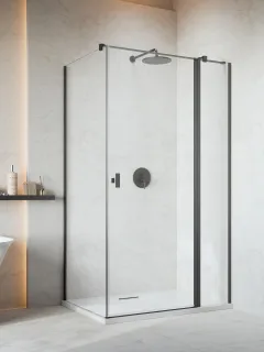 Nes Brushed GunMetal KDJ II szögletes szálcsiszolt fegyvermetál zuhanykabin 80x70 átlátszó jobbos