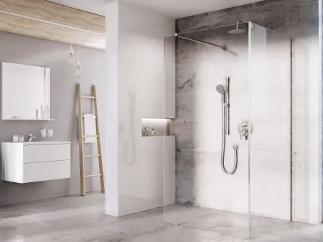 Walk-In Corner Szett 120x90, zuhanykabin krómhatású+transparent