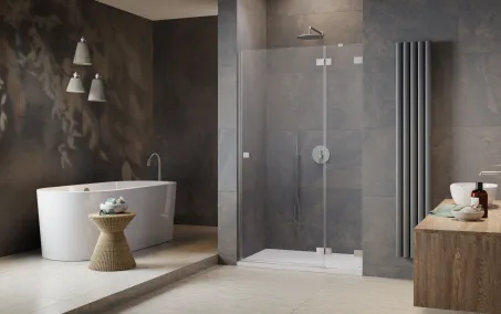 Essenza Pro Brushed Nickel DWJ szálcsiszolt króm zuhanyajtó 90 átlátszó balos