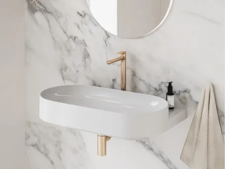 Eleganta álló mosdócsaptelep BeCool 335 mm leeresztő nélkül EL 015.61RGB, Rose Gold Brushed