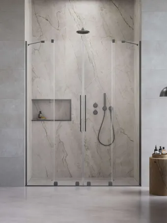 Furo Brushed GunMetal DWD szálcsiszolt fegyvermetál zuhanyajtó 130 átlátszó