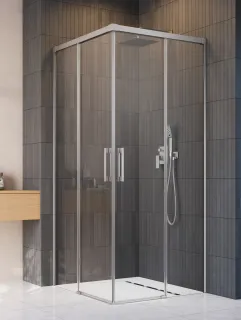 Idea Brushed Nickel KDD szögletes szálcsiszolt króm zuhanykabin 80x80 átlátszó