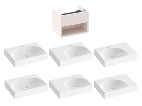 SD Lite 60 fürdőszobai szekrény mosdó alá Alabaster Pink