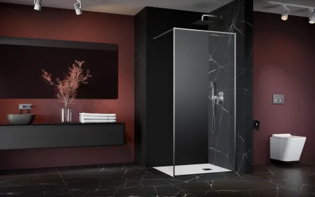 ﻿Modo F II Brushed Nickel Walk-in szálcsiszolt króm zuhanyfal 80 átlátszó