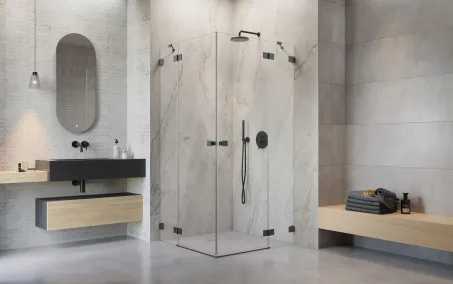 Essenza Pro Brushed GunMetal KDD szögletes szálcsiszolt fegyvermetál zuhanykabin 90x90 átlátszó