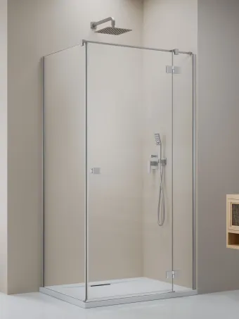 Essenza Brushed Nickel ﻿KDJ szögletes ﻿szálcsiszolt króm zuhanykabin 110x70 átlátszó balos