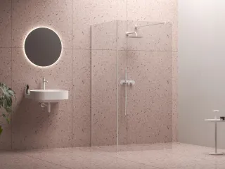 Walk-In Corner Szett 120x80, zuhanykabin matt fehér+transparent