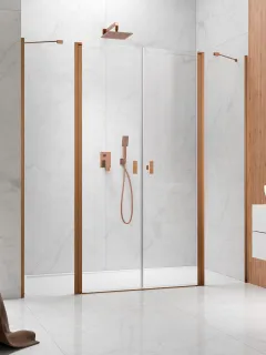 Nes Brushed Copper DWD II szálcsiszolt réz zuhanyajtó 200 átlátszó
