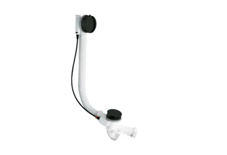 Hosszú automata le- és túlfolyó (ABS), szifonnal (80 cm) fekete színben