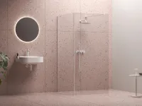 Walk-In Corner Szett 120x90, zuhanykabin matt fehér+transparent