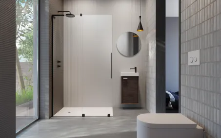 Furo SL Black Walk-in fekete zuhanyfal 120 átlátszó balos