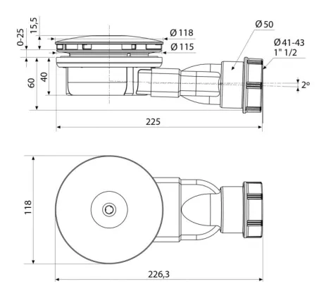 R400 SLIM zuhanytálca szifon