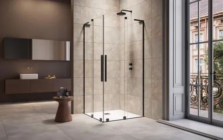 Furo SL Black KDD szögletes fekete zuhanykabin 90x80 átlátszó