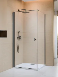 Nes Brushed GunMetal KDJ I szögletes szálcsiszolt fegyvermetál zuhanykabin 90x70 átlátszó balos