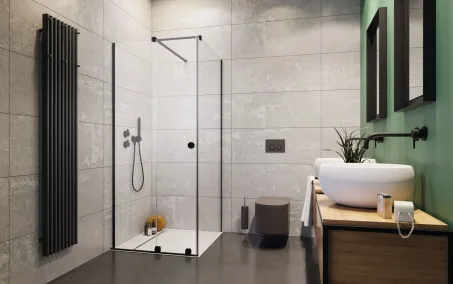 Furo Black KDJ RH szögletes fekete zuhanykabin 100x80 átlátszó jobbos